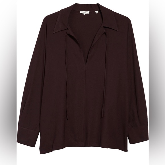 NEW Vince plum blouse with tie neck. Size M NWT - Picture 2 of 10
